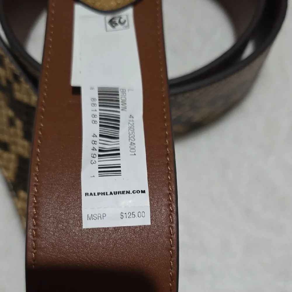 Lauren Ralph Lauren Tan‎ and Black Faux Snakeskin Patterned Belt. M.